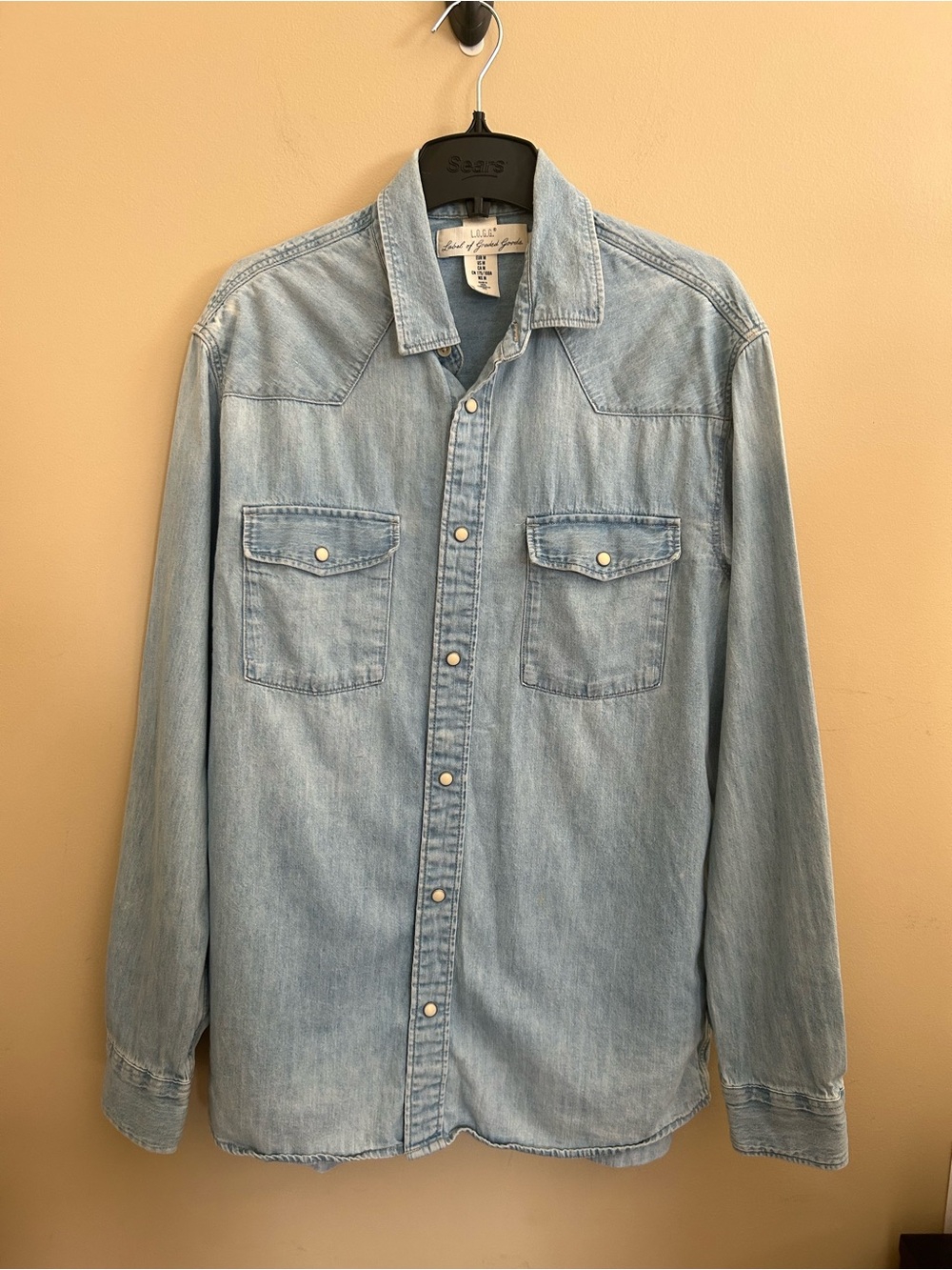 Relaxed Fit Light Wash Denim Western Shirt - Pearl Snap Front